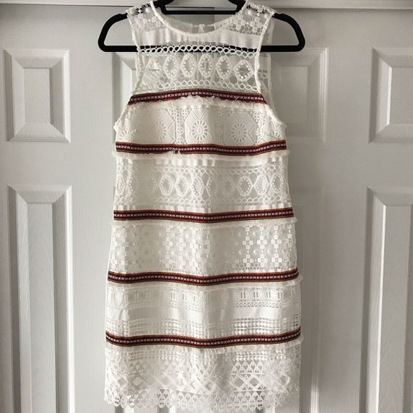 Endless Rose White Lace Dress with Multi color Accents and fringe - NWT - Picture 1 of 11